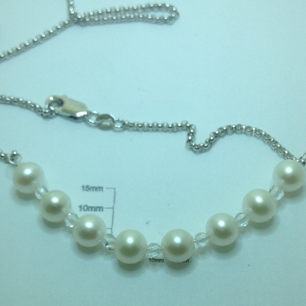 Honora Fresh Water Pearl with Claer Crystal Beads Necklace and Bracelet. - Picture 4 of 4